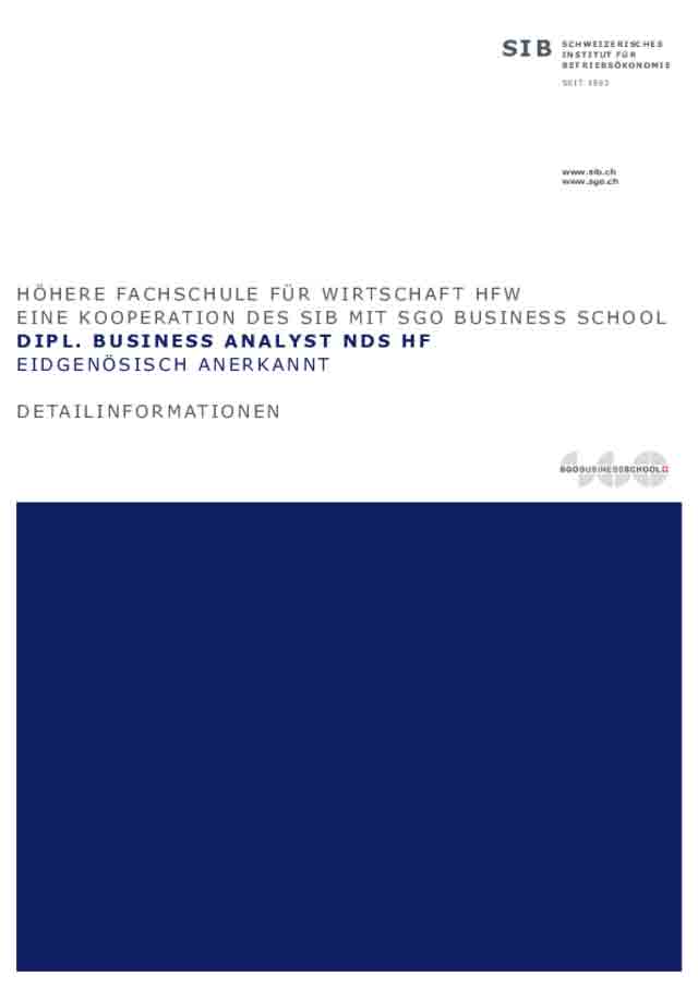 Titelseite Broschüre Business Analyst NDS HF Titelseite Broschüre Business Analyst NDS HF
